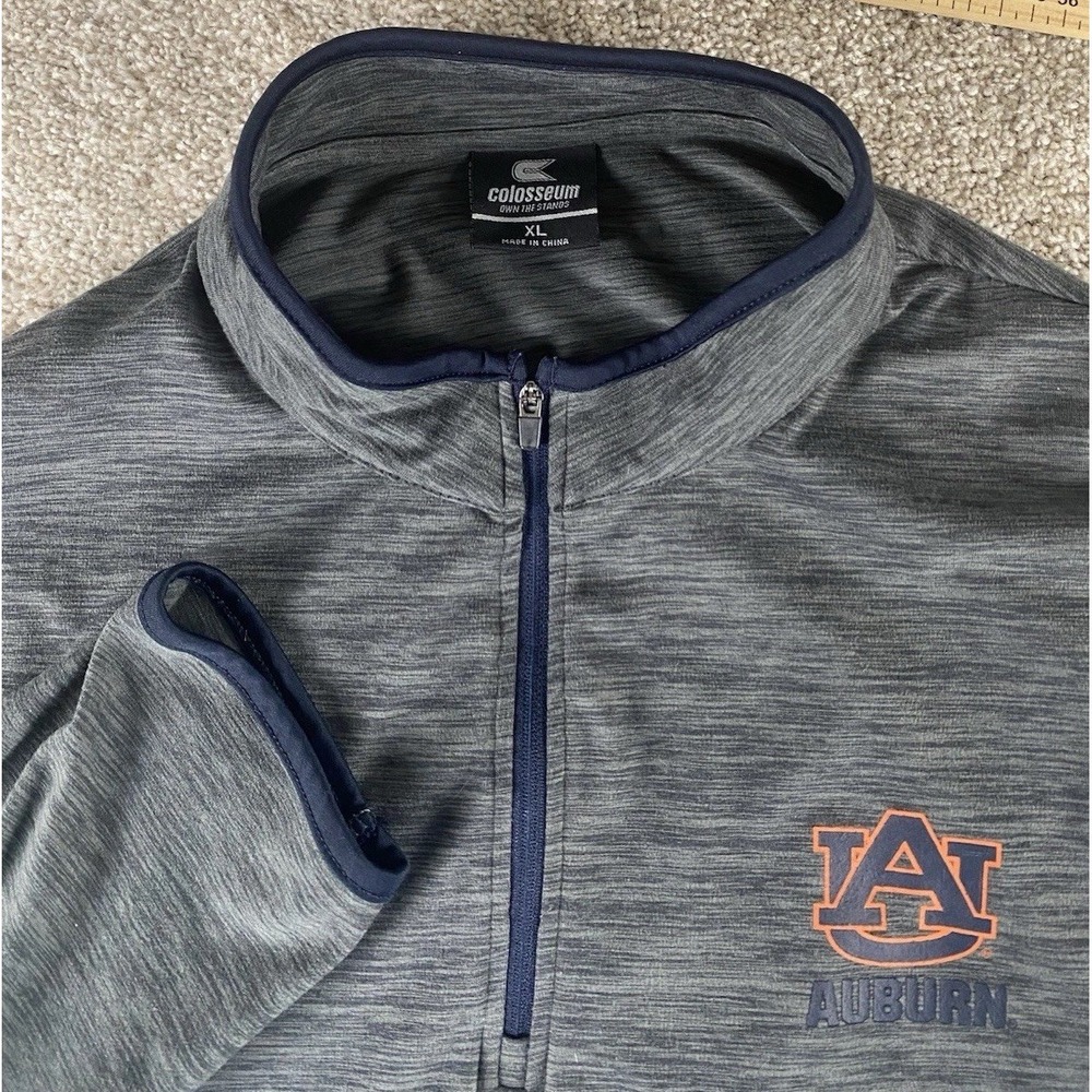 Colosseum Athletic Auburn Tigers 1/4 Zip Pullover Jacket Men XL Gray Performance